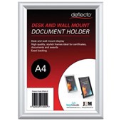 DEFLECTO DOCUMENT FRAME DESK AND WALL MOUNT A4 SILVER
