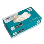 HYTEC DISPOSABLE GLOVES LATEX POWDER FREE CLEAR MEDIUM BOX 100