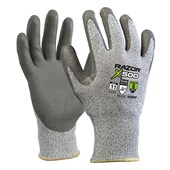 RAZOR X500 SAFETY GLOVES FIBRE PU COATING HPPE CUT LEVEL 5 RATING SIZE 12 3XL GREY