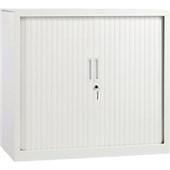 FIRSTLINE TAMBOUR 3 SHELVES W1200 X D460 X H1200MM WHITE SATIN WITH WHITE SLATS