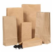 UNIBAG HEAVY DUTY PAPER BAG NO4 BLOCK BOTTOM W185 X H450 X D100MM BROWN PACK 200