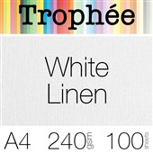 TROPHEE COLOURED PAPER A4 240GSM WHITE LINEN PACK 100