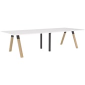 KNIGHT LIGNA BOARDROOM TABLE W3000 X D1200MM WHITE TOP METAL MIDDLE AND OAK OUTER LEGS