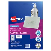 AVERY 959022 L7551 CRYSTAL CLEAR ADDRESS LABEL LASER 65UP CLEAR PACK 25