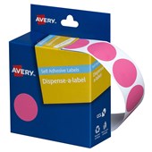 AVERY 937249 DMC24P ROUND LABEL DISPENSER 24MM PINK BOX 500