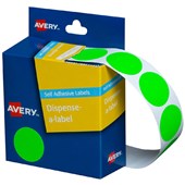 AVERY 937297 DMC24FG ROUND LABEL DISPENSER 24MM FLUORO GREEN BOX 350