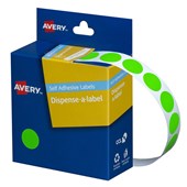 AVERY 937296 DMC14FG ROUND LABEL DISPENSER 14MM FLUORO GREEN BOX 700
