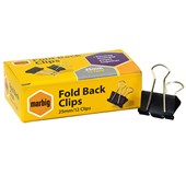 MARBIG FOLDBACK CLIP 25MM BOX 12
