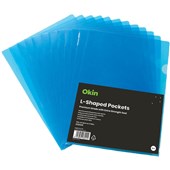 OKIN LSHAPED POCKET A4 BLUE PACK 12