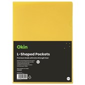 OKIN LSHAPED POCKET A4 YELLOW PACK 12