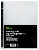 OKIN COPYSAFE POCKET HEAVY DUTY EXPANDING UP TO 25MM POLYPROPYLENE A4 CLEAR PACK 5