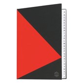 MARBIG NOTEBOOK FEINT RULED AZ INDEX HARD COVER CASEBOUND A5 100 LEAF BLACKRED