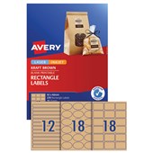 AVERY 980017 L7110 RECTANGLE LABELS LASER AND INKJET 18UP KRAFT BROWN PACK 15