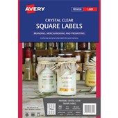 AVERY 980021 L7126 SQUARE LABELS LASER 20UP CRYSTAL CLEAR PACK 10