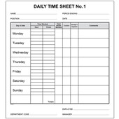 OPUS DAILY TIMESHEET NOTE PAD NO 1 W200 X L220MM 50 LEAF