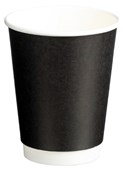 DOUBLE WALL PE PAPER CUPS BLACK 12OZ 355ML PACK 25